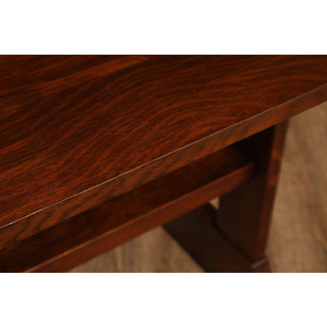 Brown Gustav Stickley Mission Oak Trestle Library Table For Sale - Image 8 of 14