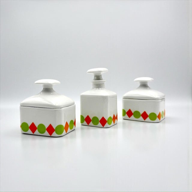 This porcelain toiletry set was produced in limoges, france, between circa 1925 and 1935. Characterized by compact forms...