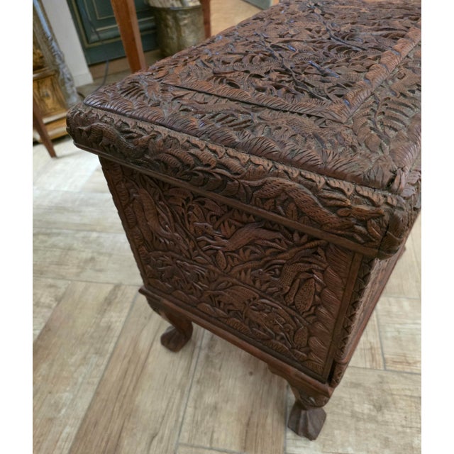 Heavily Carved Sandalwood Jewelry Chest For Sale - Image 13 of 17
