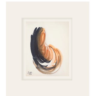 Mid-Century Modern Vintage Abstract Form #2 in Mixed Media on Paper With Mat, Signed by European Artist Dreys, 1954 For Sale