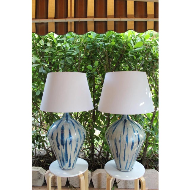 Metal Substantial Mid 20th Century Laural Lamp Influence Lamps - A Pair For Sale - Image 7 of 12