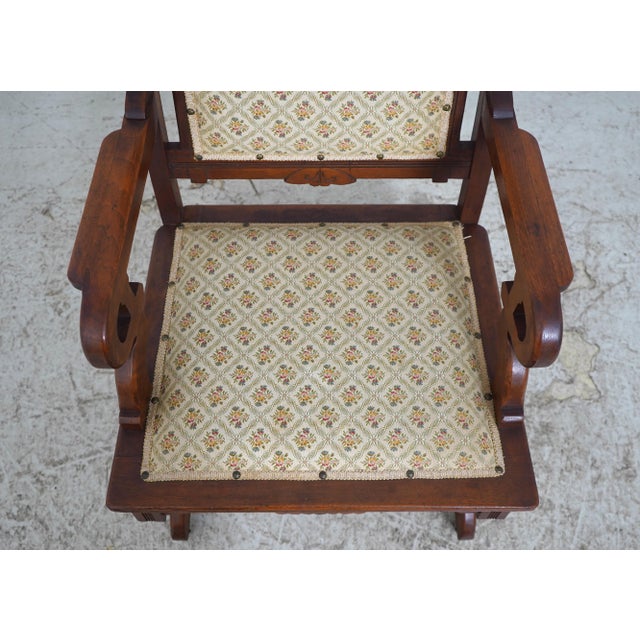 F. Mohr & Co Eastlake Victorian Walnut Rocking Chair Rocker Glider For Sale - Image 10 of 18