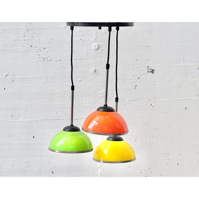 Space Age Pendant Lamp with Colored Metal Shades, 1970s For Sale - Image 3 of 13