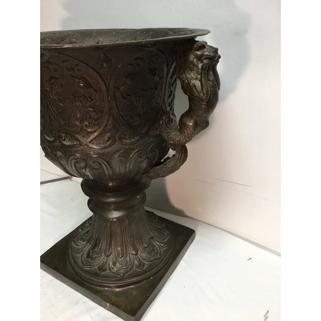 Exceptionally detailed bronze urn with double handle lions . Purchased at auction approximately 30 years ago . Excellent...