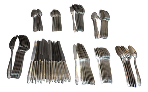 Art Deco Style Silver-Plated Metal Cutlery Service, 1930s, Set of 99