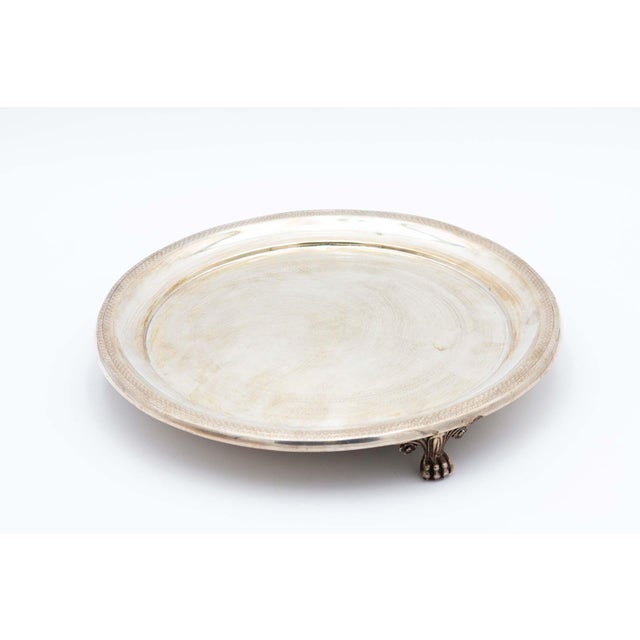 Guilloche Silver Catchall with Feet For Sale - Image 4 of 4