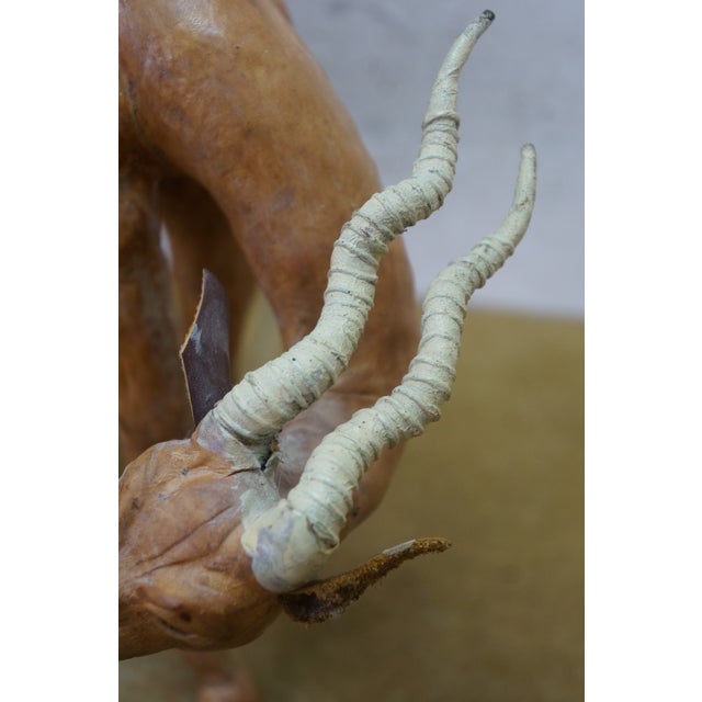 1960s Artisan Italian Leather Antelope Gazelle Blackbuck Figurine Statue 14" For Sale - Image 10 of 11