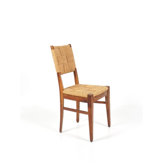 Wood Vintage Oak and Rope Chairs by Adrien Audoux & Frida Minet, 1950, Set of 4 For Sale - Image 7 of 11