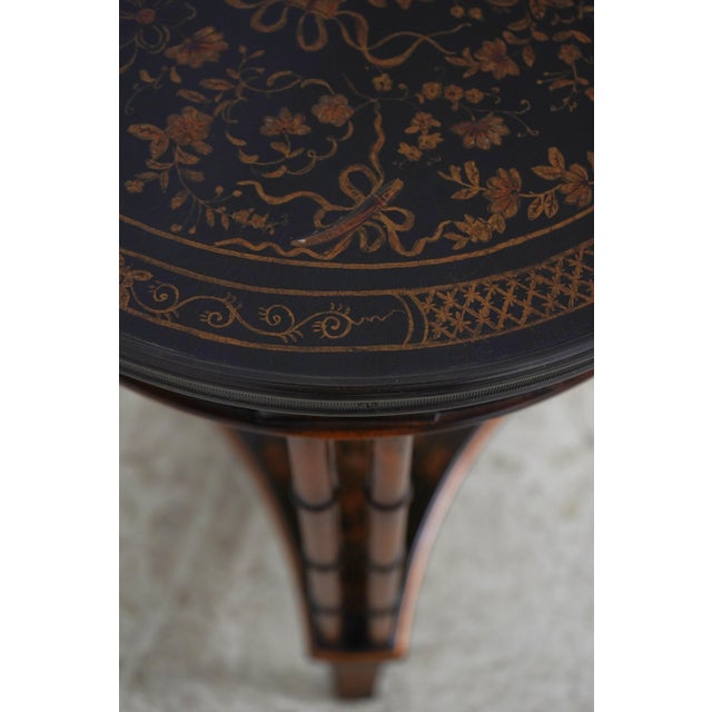 Black Theodore Alexander Faux Bamboo Chinoiserie End Table For Sale - Image 8 of 14