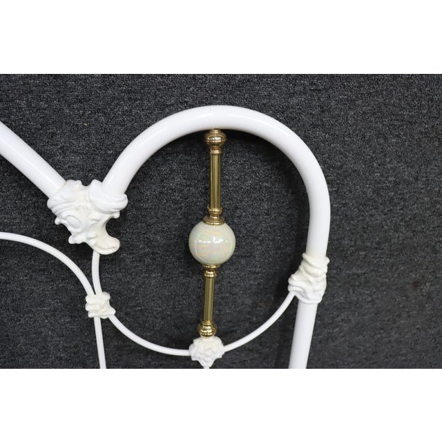 Victorian Style White Iron and Brass Twin Bed Headboard For Sale - Image 10 of 13