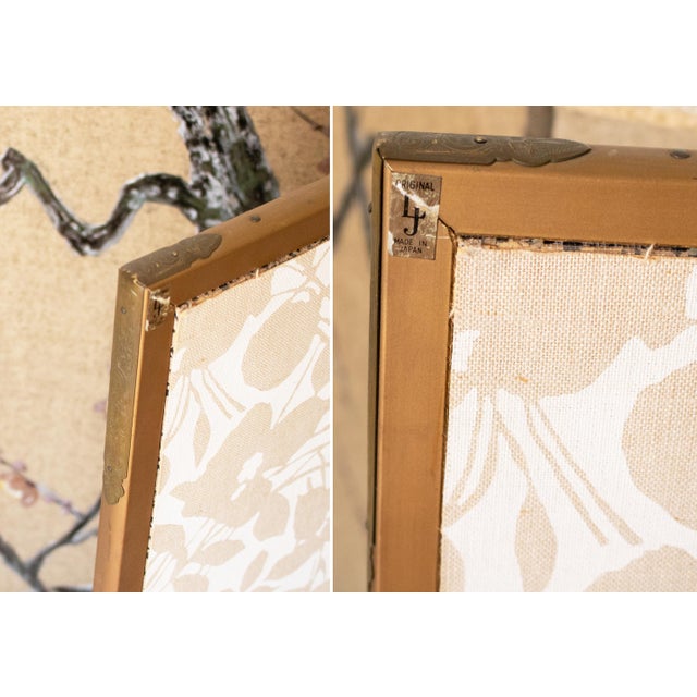 Showa Era C. 1970s Japanese Maki-E Byobu Screen "Blossoming Sakura and Asters" For Sale - Image 14 of 18