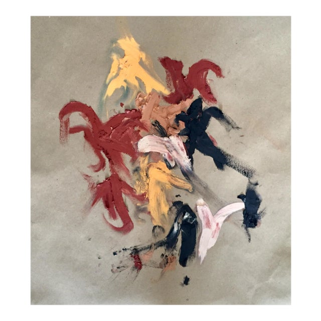 De Kooning-Style Abstract Oil Clay/Pastel on Paper 13 X 17 Unframed For Sale