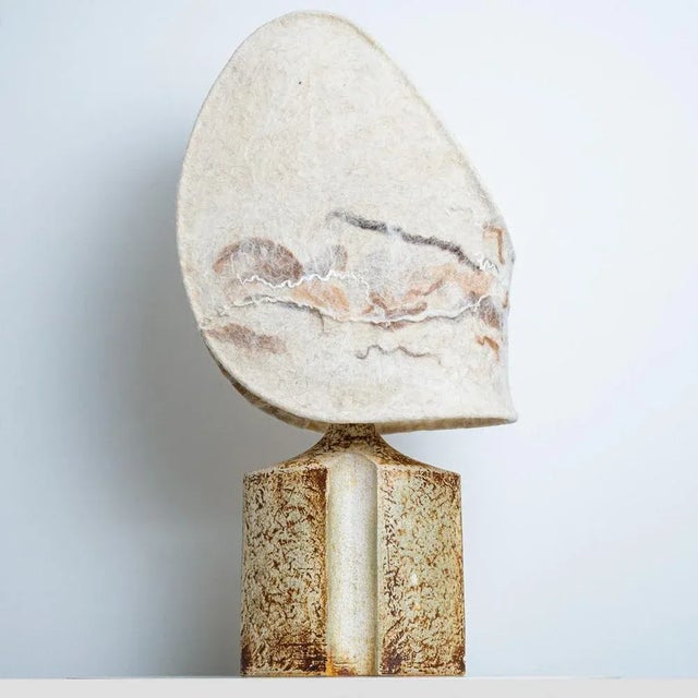 Ceramic Table Lamp from Soholm with Felt Shade, Denmark, 1960s For Sale - Image 4 of 16