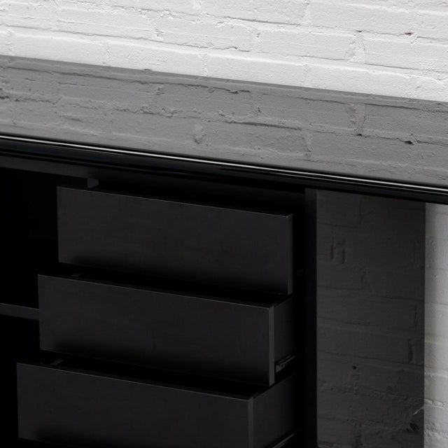 Black Italian High-Gloss Sideboard, 1980s For Sale - Image 8 of 18