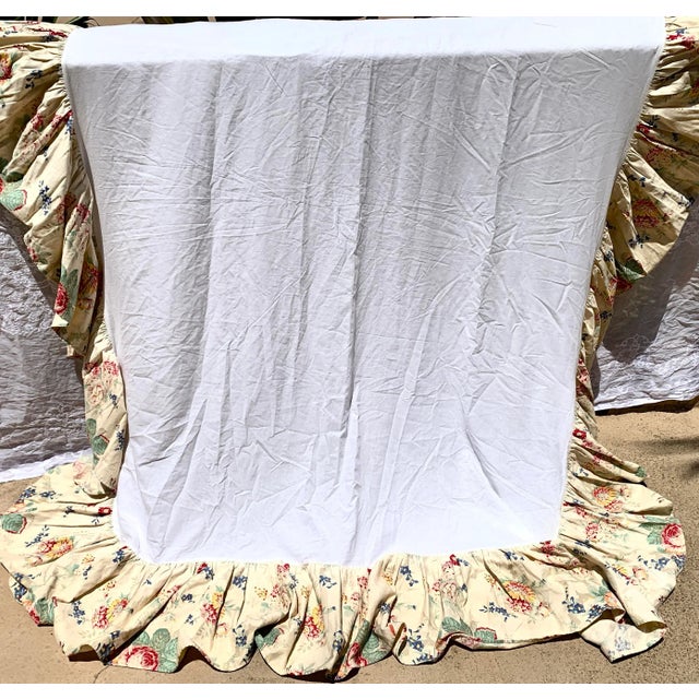 Vintage Ralph Lauren Garden Club Elisa Floral Roses Full Bed Skirt Cottage Core French Country Cotton Fabric Multicolor on Yellow- Ivory Grown For Sale - Image 12 of 12