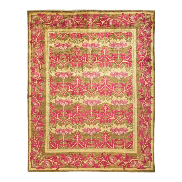 Arts & Crafts Collection Hand-Knotted Area Rug - Yellow 8' 0" x 10' 1" For Sale