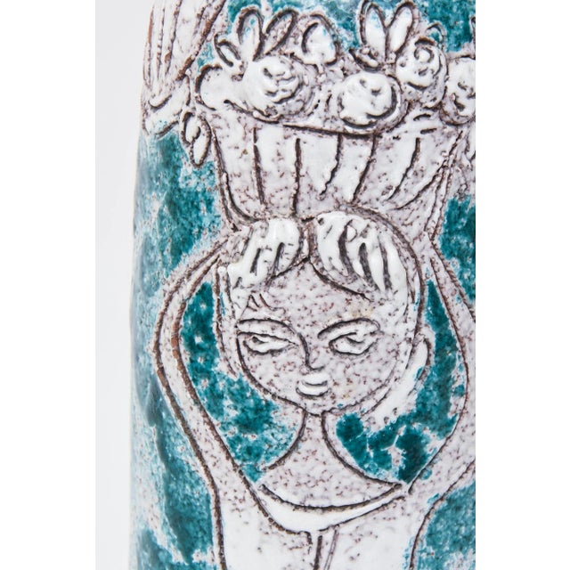 Mid-Century Modern 1960's Italian Glazed Ceramic Raymor, Gambone Style Vessel, Object or Sculpture Turquoise and White For Sale - Image 3 of 11