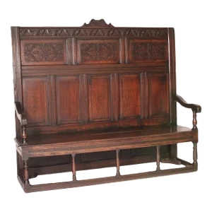 Antique William and Mary Style English Oak Settle