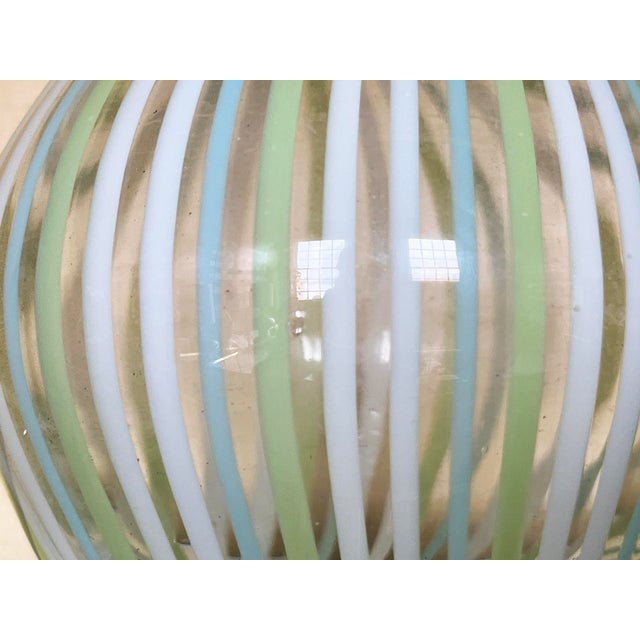 1960s Mid-Century Modern Murano Style Striped Filigree Art Glass Vase For Sale - Image 5 of 8