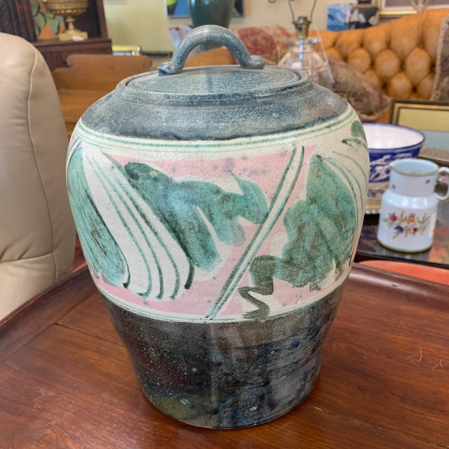 Rustic Mid 20th Century Studio Pottery Covered Jar For Sale - Image 3 of 9