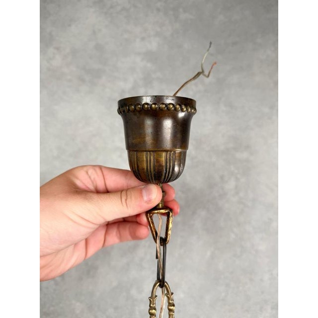Early 20th Century Moravian Star Glass and Brass Pendant Light For Sale - Image 11 of 12