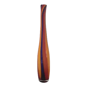Vintage Italian Murano Attributed Mid-Century Modern Hand-Blown Tall Art Glass Vase