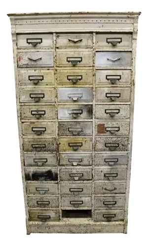 Antique Eastlake Victorian Oak Wood 36 Drawer Machinist Chest Tool Parts Cabinet