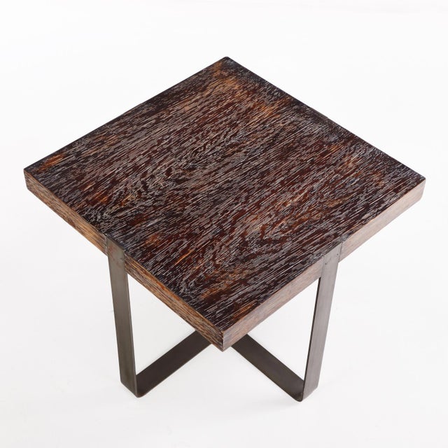 A Square Cerused Oak and Bronze End Table. C. 1970 For Sale In Philadelphia - Image 6 of 7