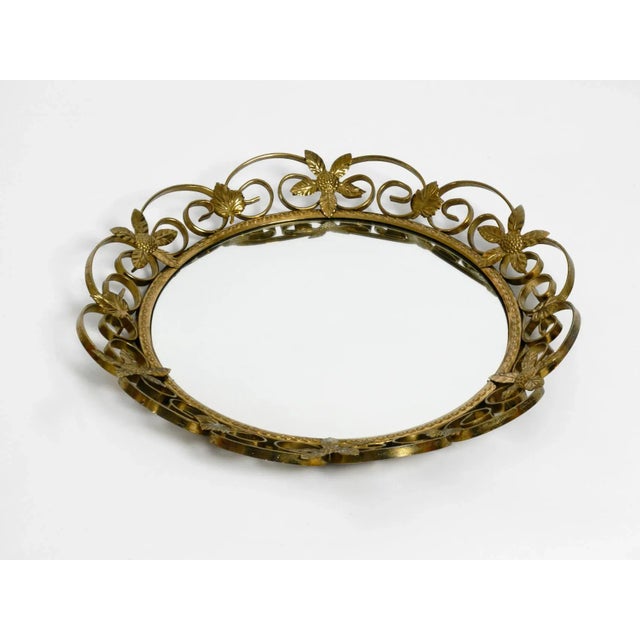 Mid-Century Brass Wall Mirror with Convex Curved Mirror Glass For Sale - Image 11 of 11