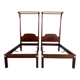 Kittenger Quality Mahogany Quarter Tester Single Bed Frames - A Pair For Sale