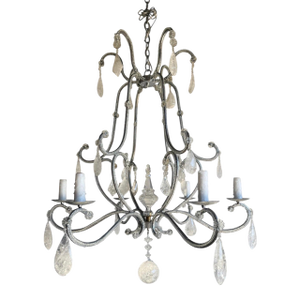 French Rock Crystal Silvered Chandelier