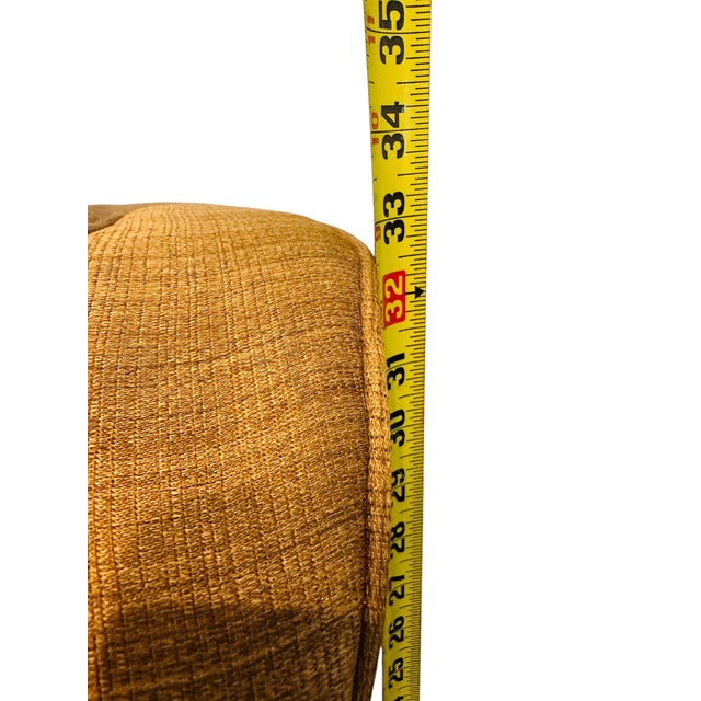 Pair of Schnadig for Havertys Contemporary Barrel Swivel Chairs in Toasted Maize Made in U S A For Sale - Image 10 of 14