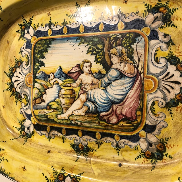 1990s Italian Hand Painted Ceramic Wall Plate For Sale - Image 4 of 10