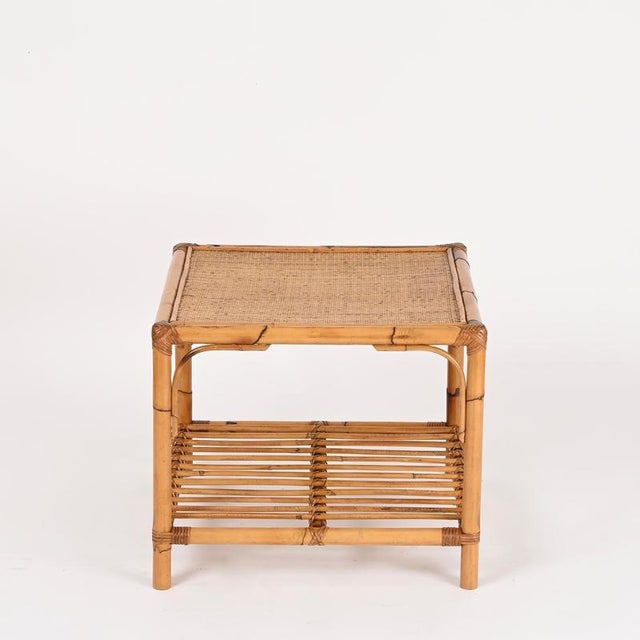 Mid-Century Modern Italian Organic Coffee Table in Rattan and Wicker, 1970s For Sale - Image 10 of 13