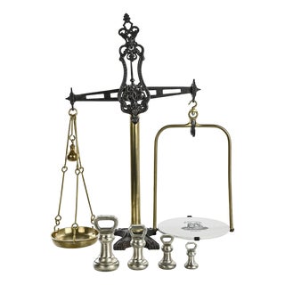 Antique Cast Iron and Brass Scale from S. Banfield For Sale