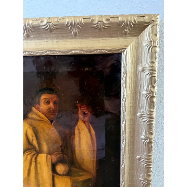 Brown Antique 19c. Oil Painting Monk Portrait by e.c. Edson Gilt Frame Religious Art For Sale - Image 8 of 9