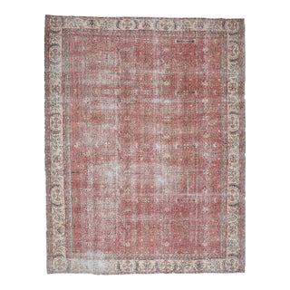 1960s Vintage Persian Handmade Wool Cotton Light Red Area Rug For Sale