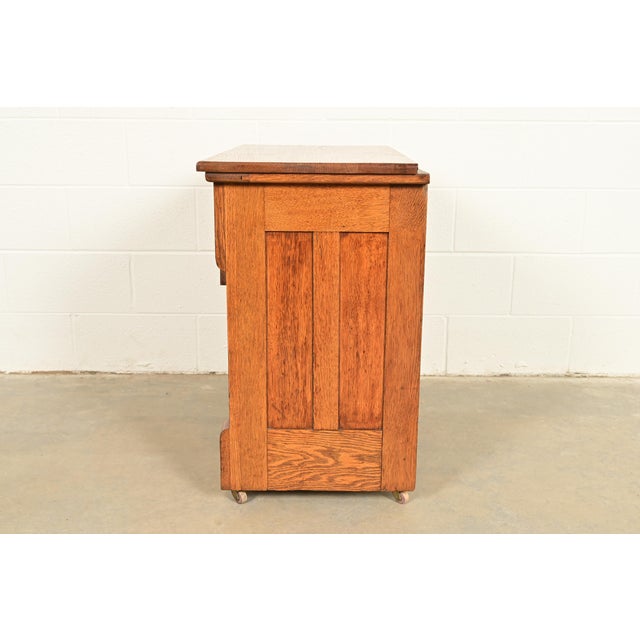 Antique Victorian Carved Oak Commode or Bar Cabinet, Circa 1890s For Sale - Image 13 of 15