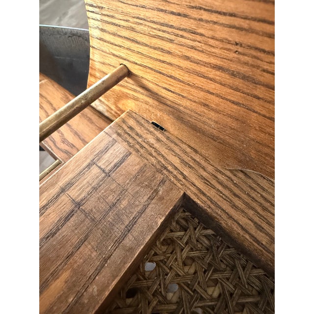 Pair of Antique Oak/Cane Canoe Folding Chairs Circa 1920s For Sale - Image 13 of 16