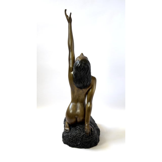 Mid 20th Century Beauty in Truth, Nude Woman on Rock - Bronze - 29" H For Sale - Image 5 of 10