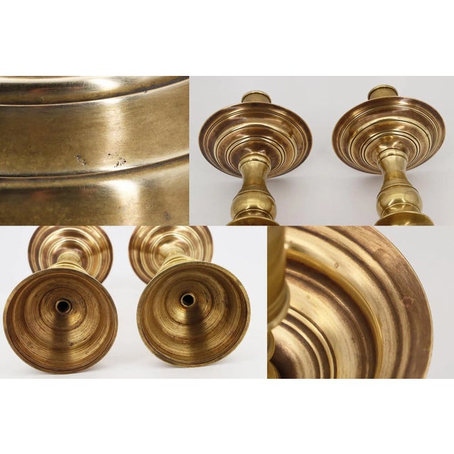 Antique 19th Century Large Pair of Portuguese Brass Candle Holders For Sale - Image 12 of 12