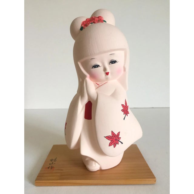 Pink Vintage Mid Century Japanese Porcelain Bisque Gumps Exclusive Hakata Doll Female Figurine For Sale - Image 8 of 9