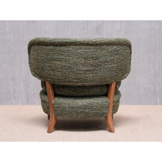 Vintage Lounge Chair in Green Pierre Frey Tweed and Beech by Otto Schulz, Sweden, 1940s For Sale - Image 10 of 17