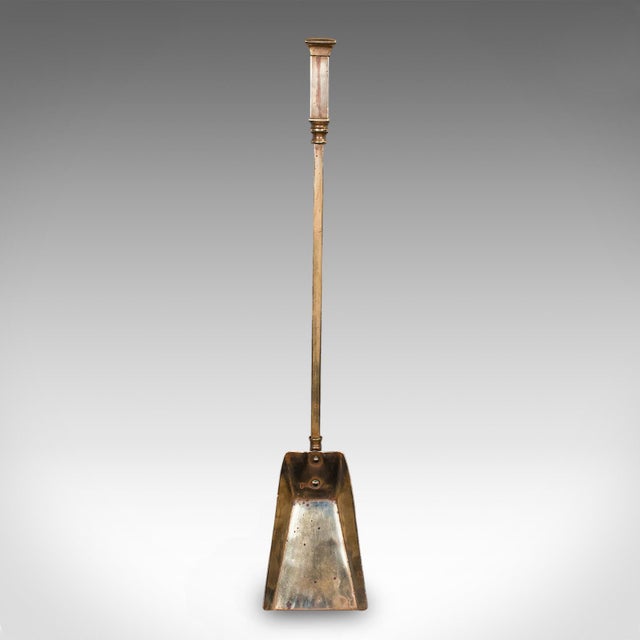 Trio of Antique Fireside Tools, English, Brass, Poker, Tongs, Shovel, Victorian For Sale - Image 6 of 12