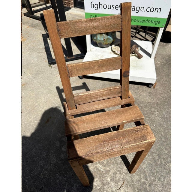 Rustic European Small Vintage Wooden Collapsible Chair For Sale - Image 3 of 8