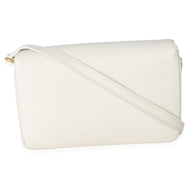 Yves Saint Laurent Cream Smooth Calfskin Le Maillon Satchel For Sale - Image 4 of 9