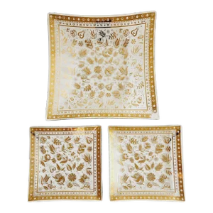 Mid Century Modern George Briard "Parisian Garden" Glass Trays-Set of 3
