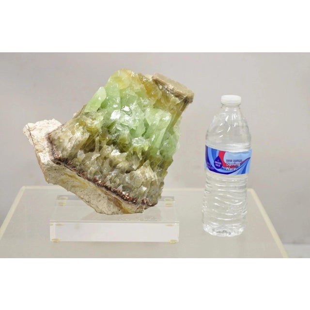 Mid-Century Modern Late 20th Century Large Green Calcite Quartz Mineral Geode Specimen Sculpture by Brenda Houston For Sale - Image 3 of 11