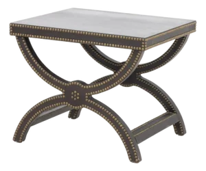 Baker Alexandre Brown Leather Brass Riveted Stool