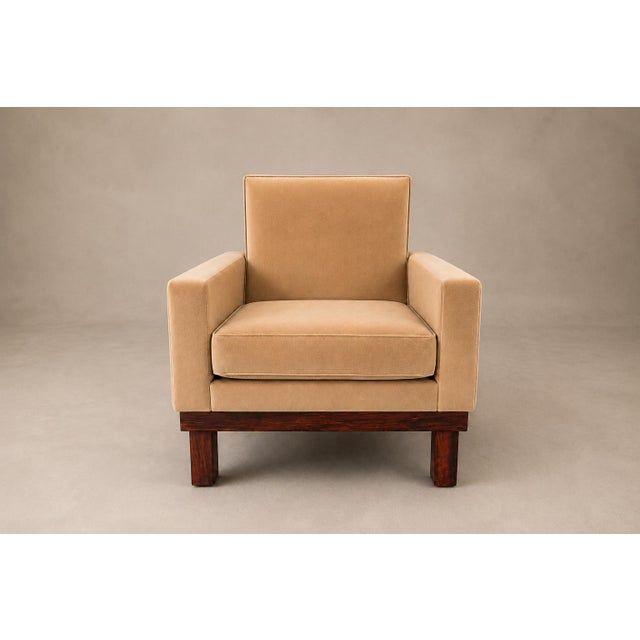 Brazilian Modern Armchair in Rosewood and Honey-Camel Mohair, 1960s For Sale - Image 4 of 16